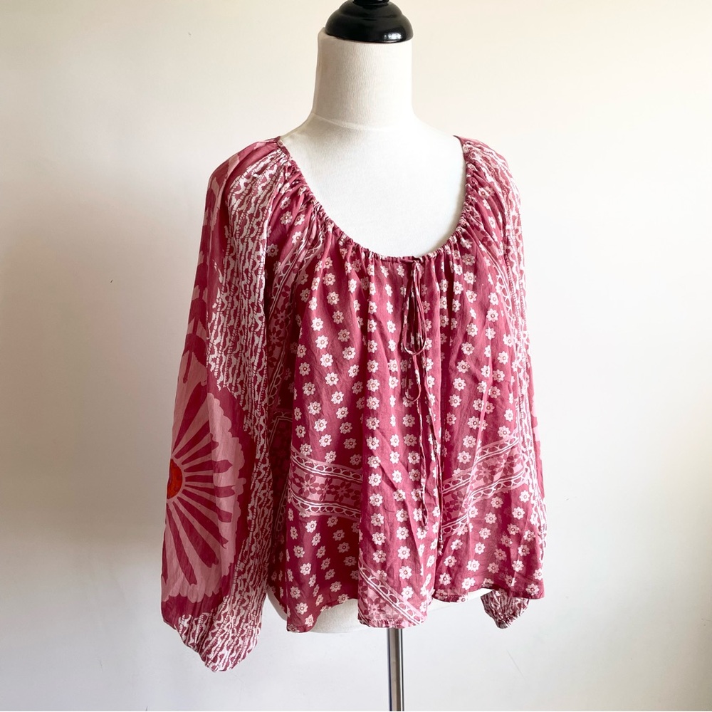 NWOT Free People Elena Floral Top in Clay